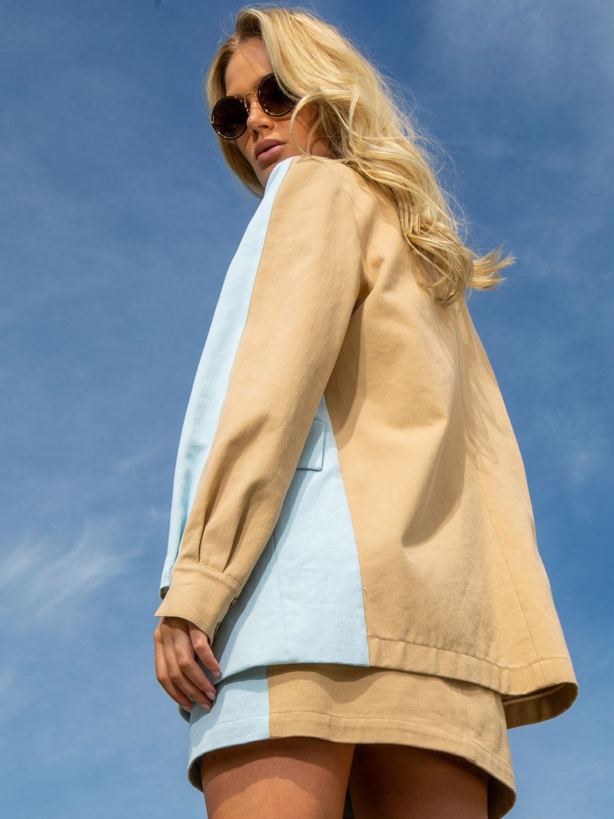 Marynarka damska dwukolorowa z bawełny EyeForFashion