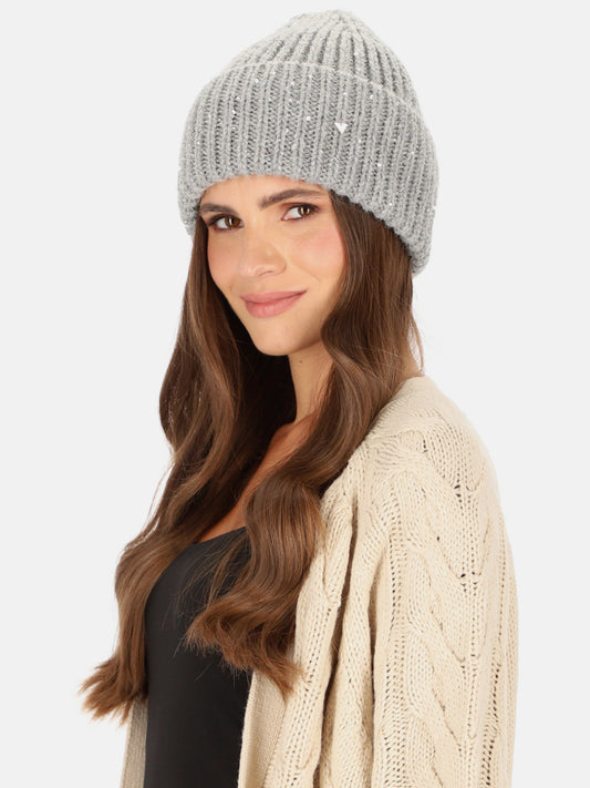 Szara czapka damska prążkowana typu beanie L'AF Mohana