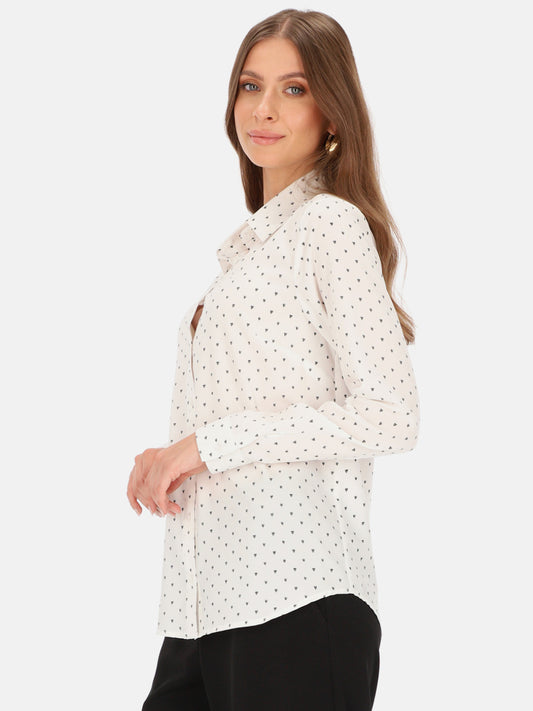 Biała koszula z motywem serc Eye For Fashion Loa
