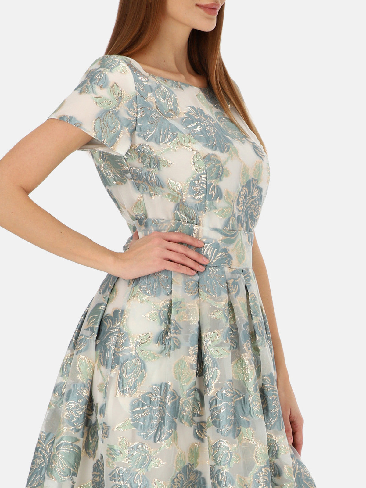 Elegancka miętowa sukienka midi L'AF Gween