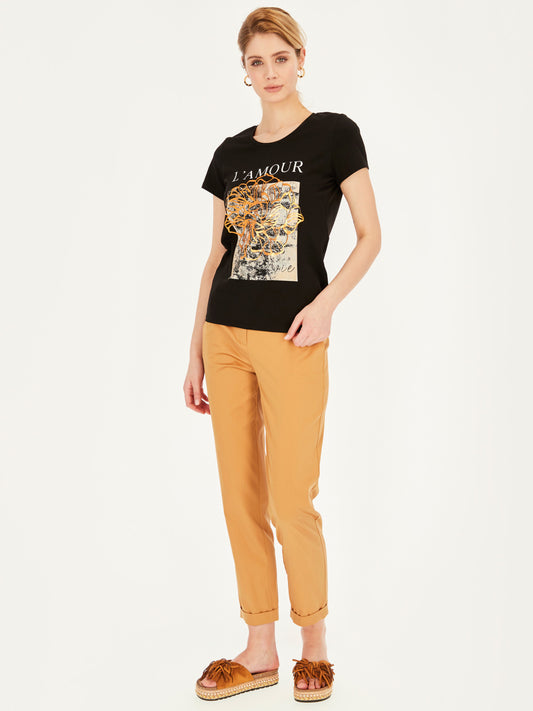 Dzianinowy t-shirt z nadrukiem L'AF Lola