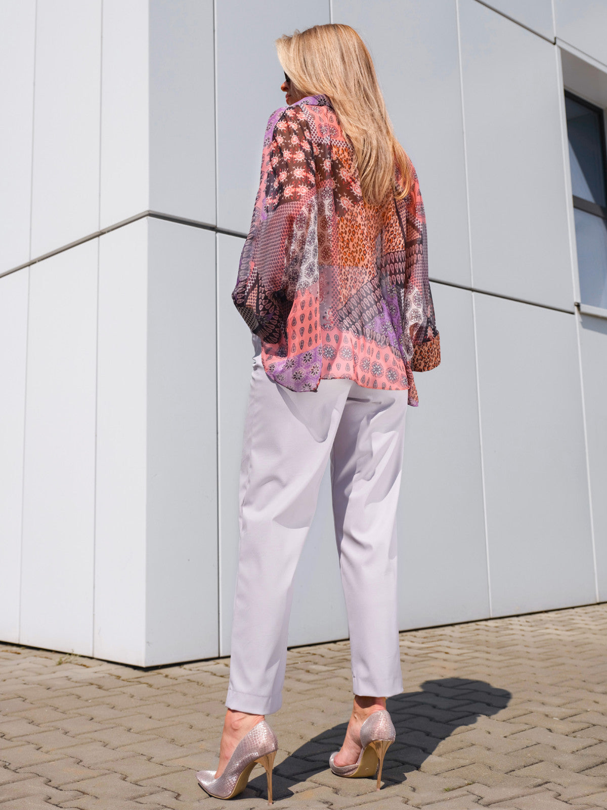 Koszula damska z transparentnej tkaniny w patchworkowy print EyeForFashion