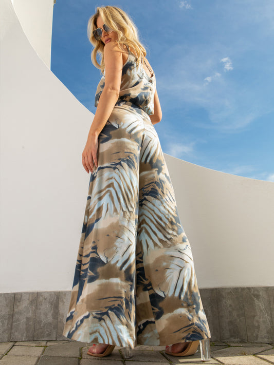Szerokie letnie spodnie w pastelowym tie-dye EyeForFashion