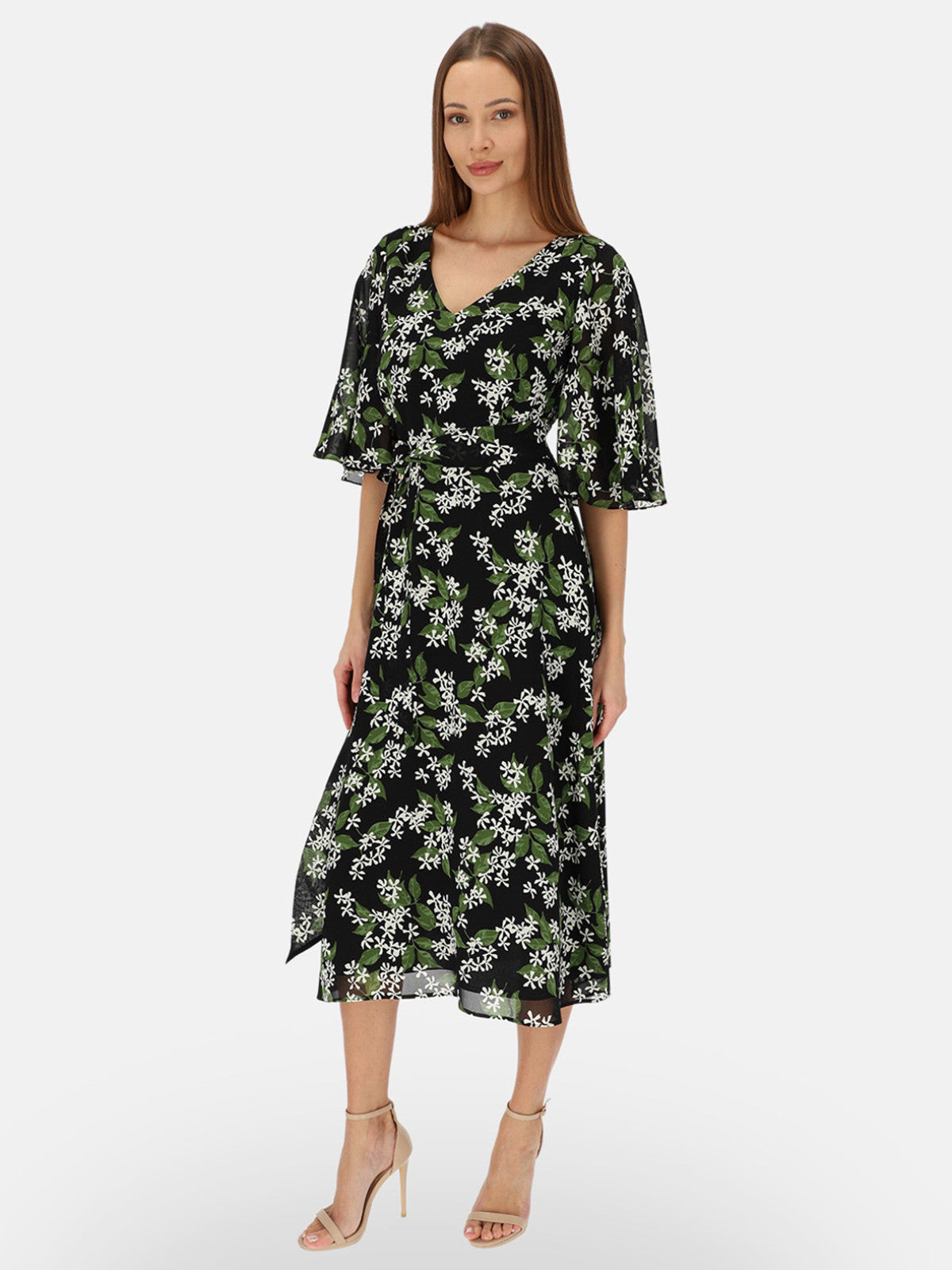 Czarna elegancka sukienka w kwiaty L’AF Jasmin