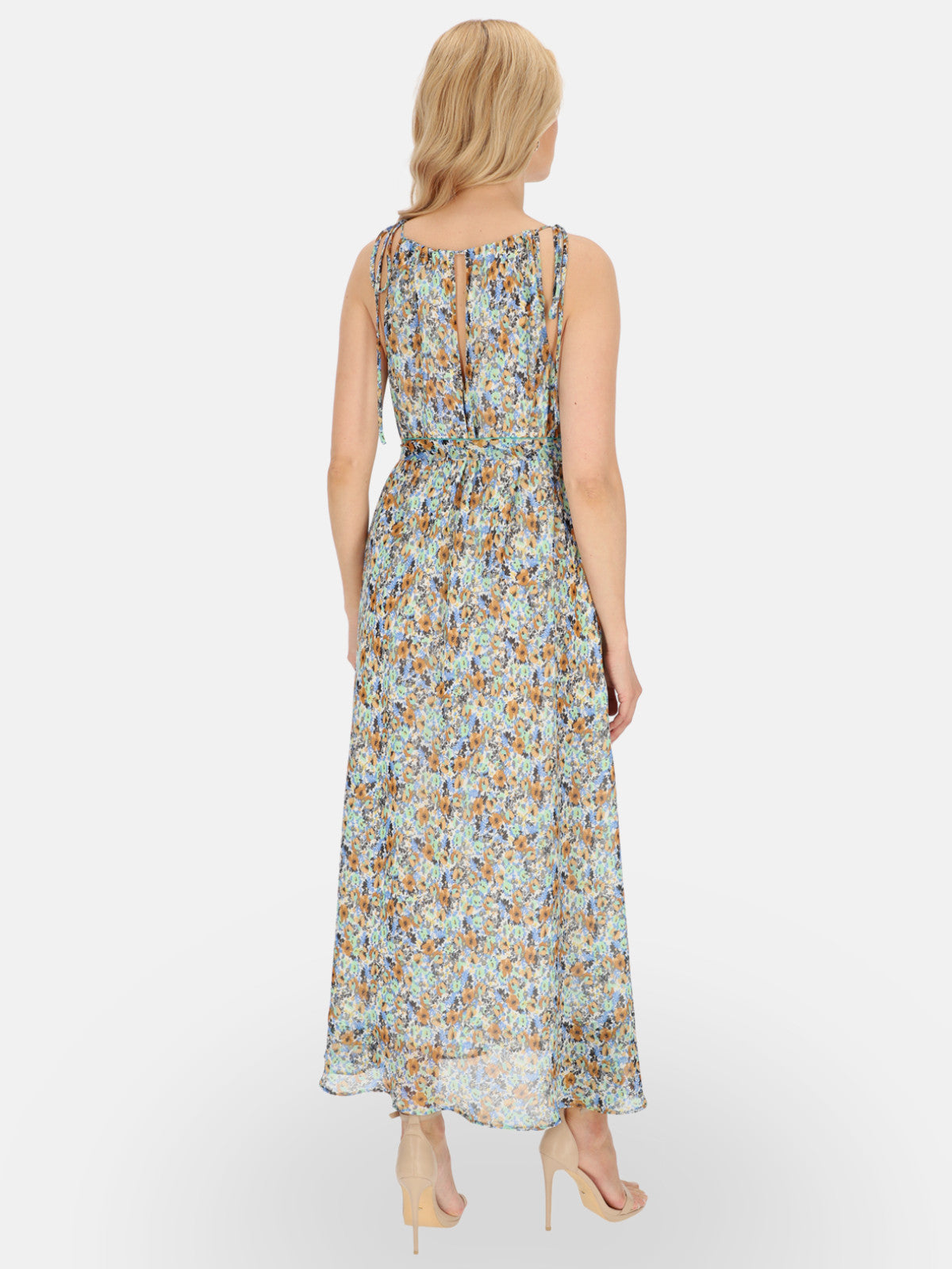 Elegancka sukienka w kwiaty maxi z szarfą L’AF Vega