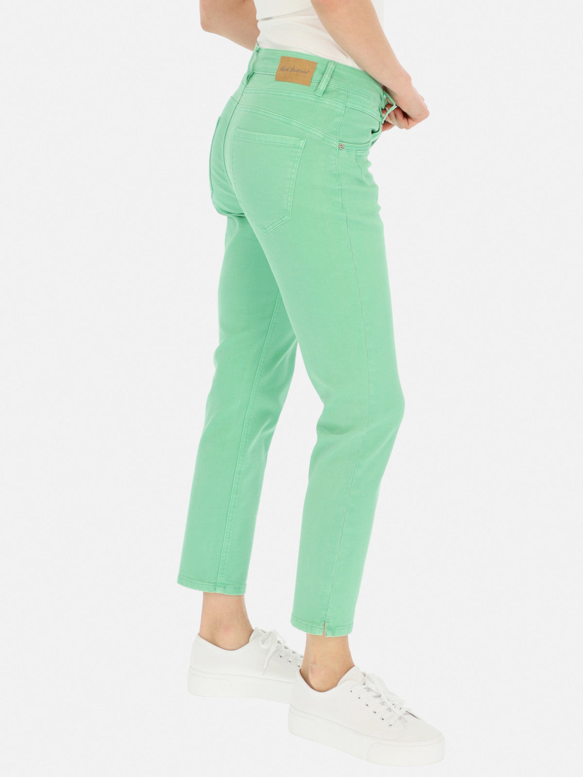 Zielone letnie jeansy damskie z rozporkami Red Button Sissy