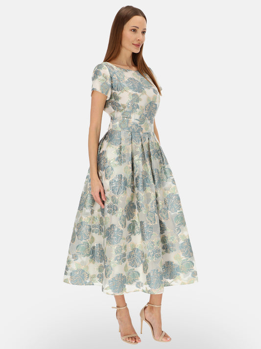 Elegancka miętowa sukienka midi L'AF Gween