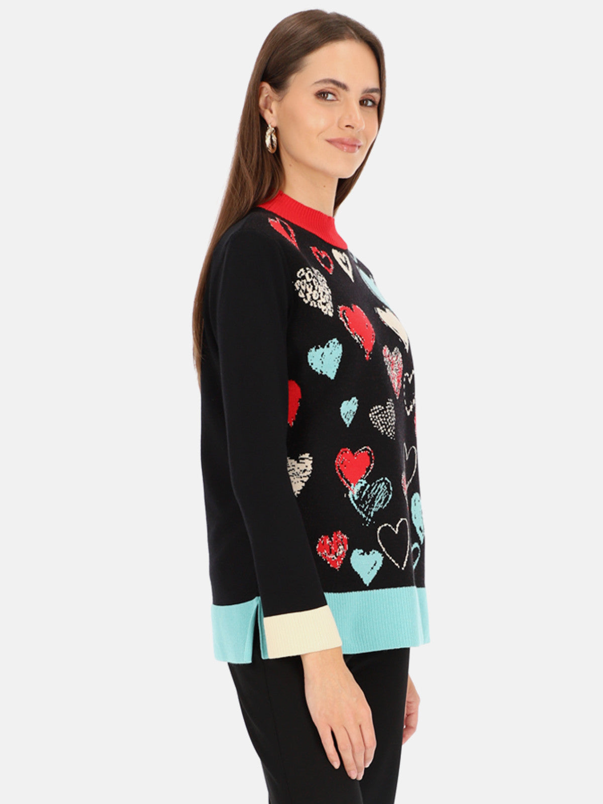 Sweter damski w kolorowe serca Tinta Eira