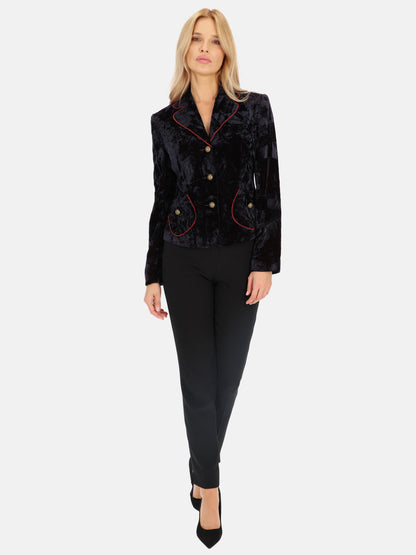 Elegancka fioletowa marynarka z lamówkami Potis & Verso Blu
