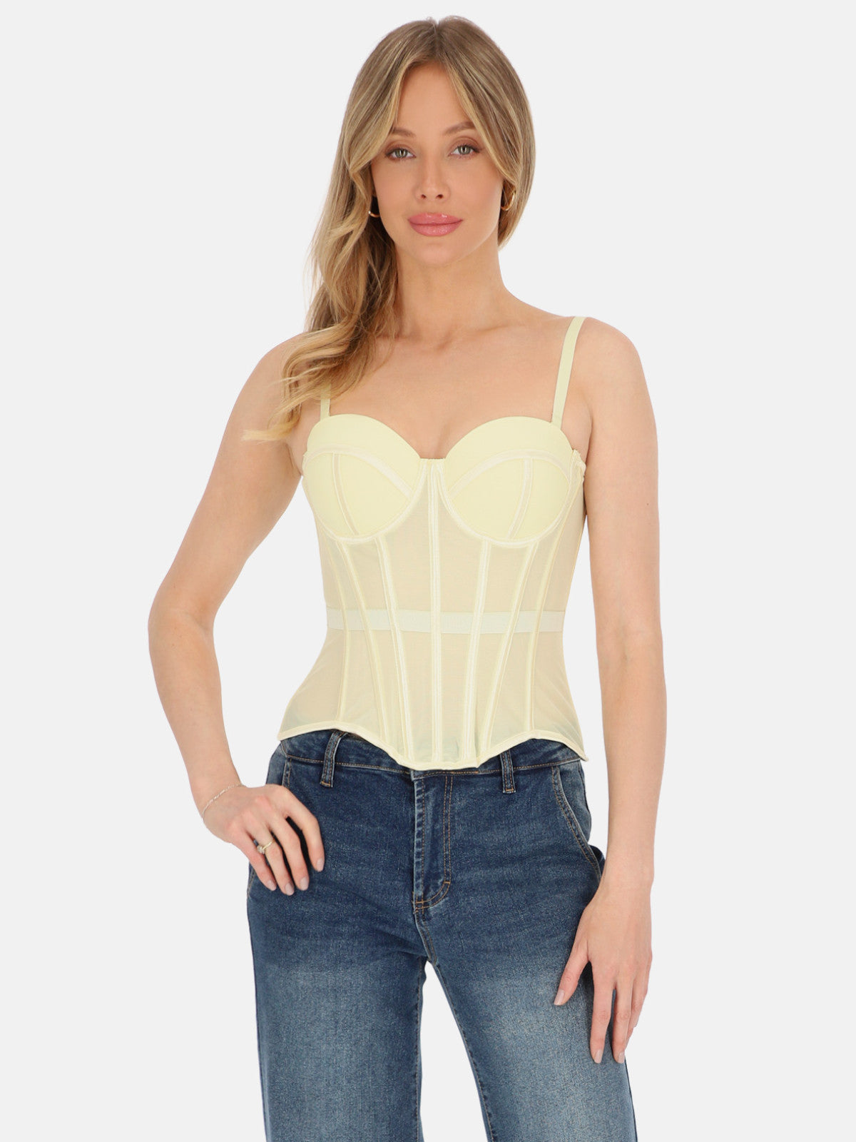 Słoneczny żółty dopasowany gorset top bustier na lato Bruna