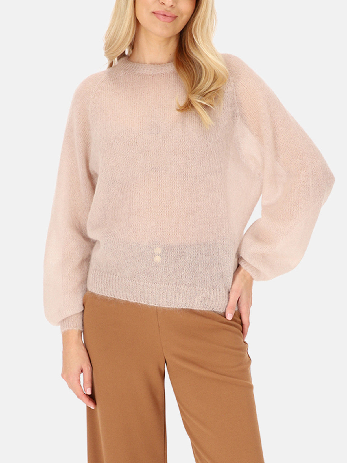 Beżowy lekki sweter damski moherowy L’AF Kora