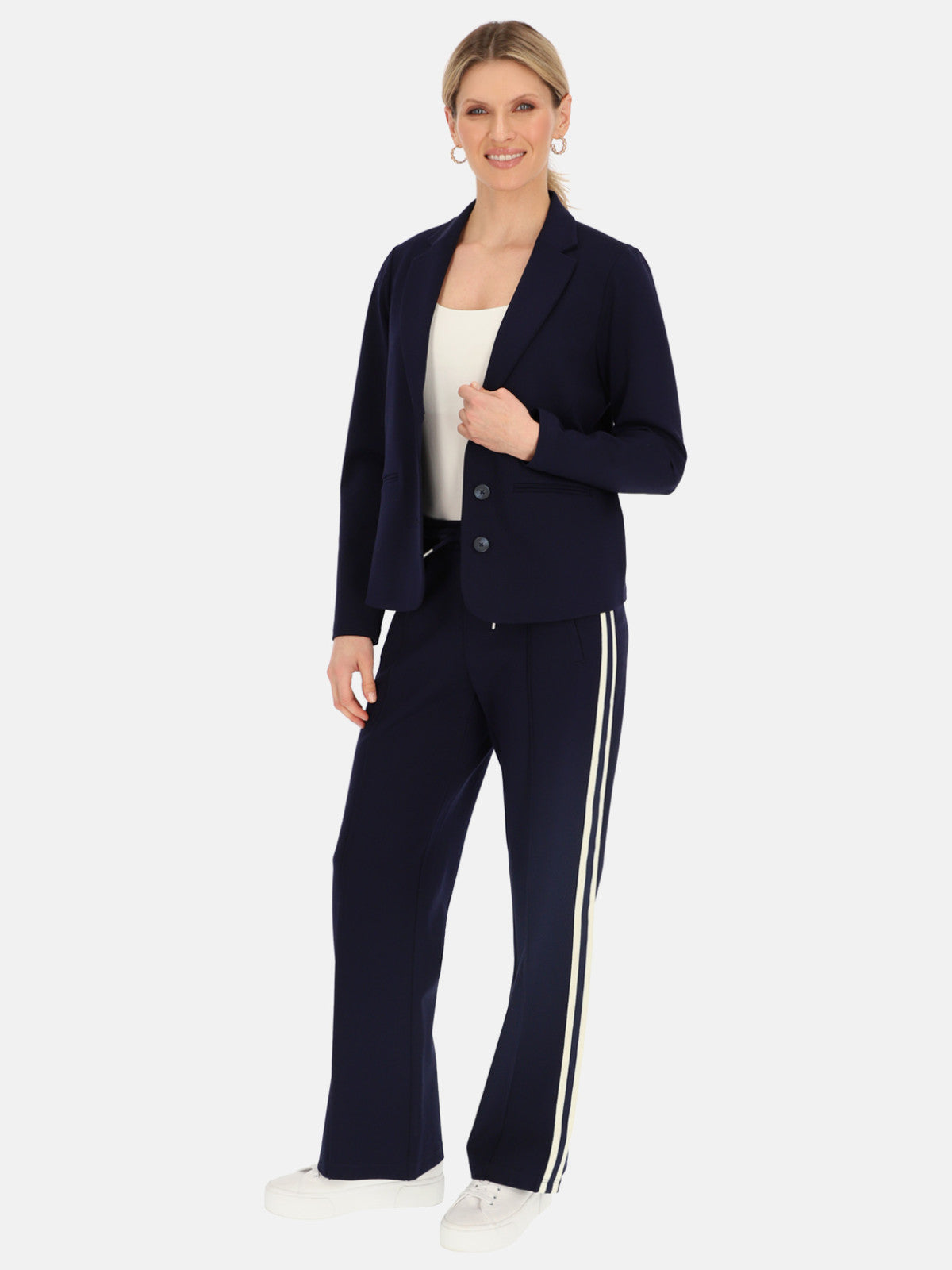 Dzianinowa granatowa marynarka damska Red Button Blazer