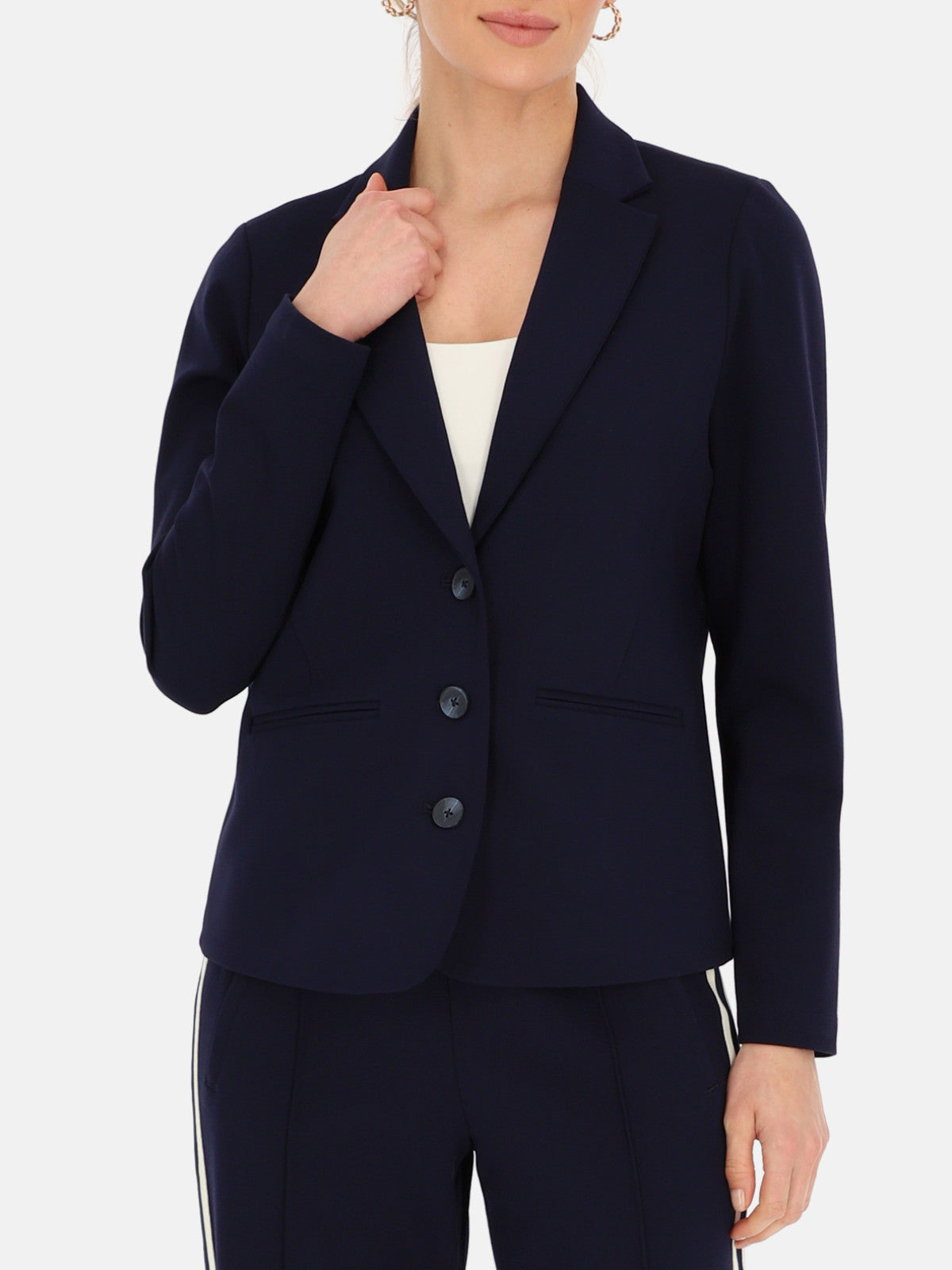 Dzianinowa granatowa marynarka damska Red Button Blazer