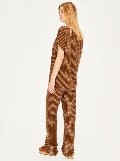 Brązowa casualowa bluzka L'AF Omi