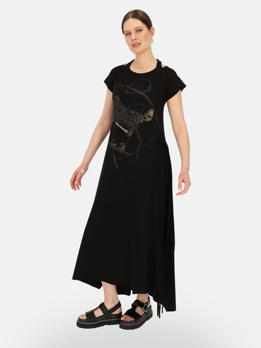 Czarna sukienka maxi z nadrukiem Eye For Fashion
