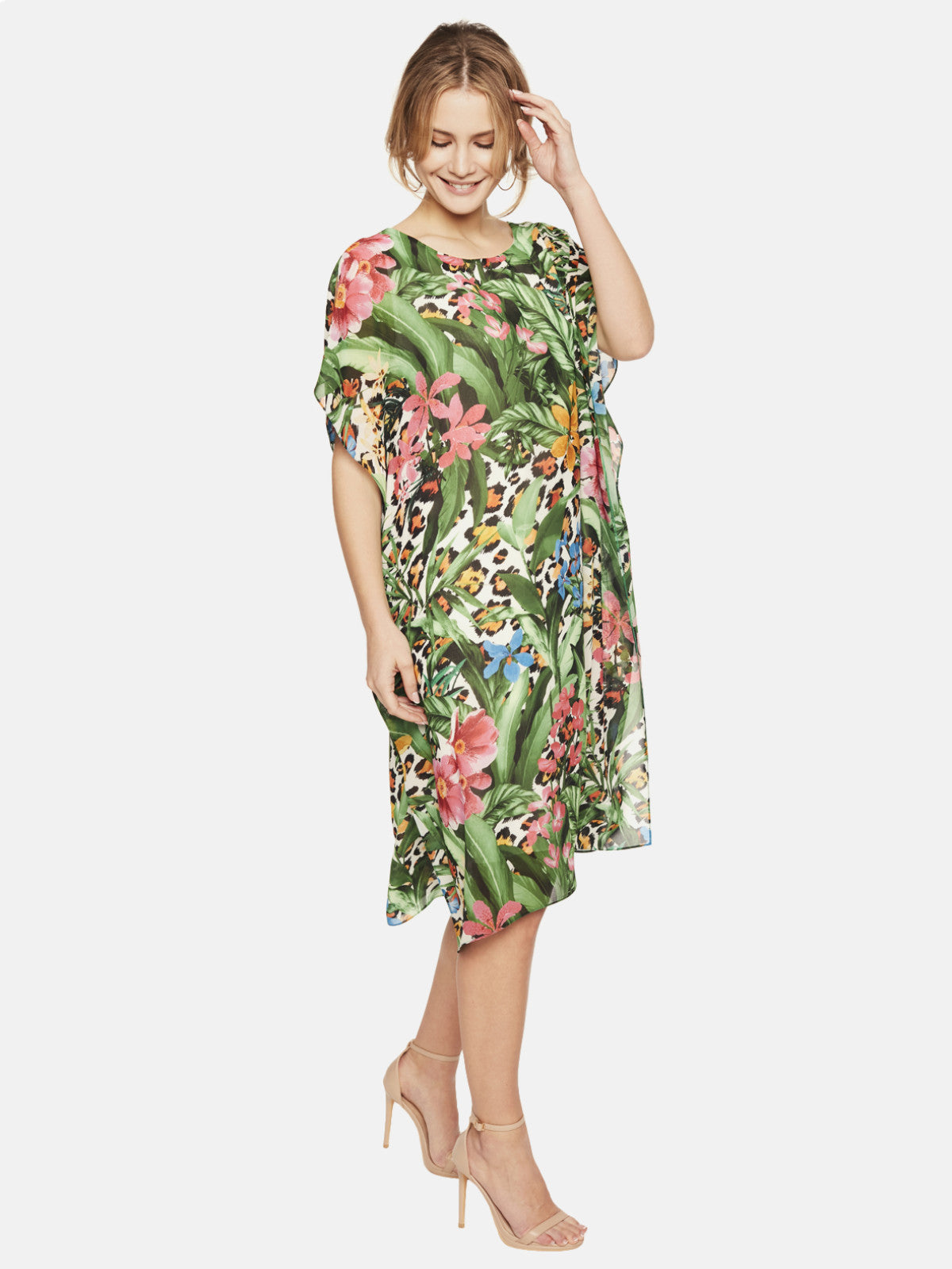 Sukienka oversize w tropikalne kwiaty L'AF Odella