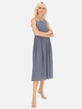 Klasyczna granatowo-biała bawełniana sukienka maxi w paski Paloma