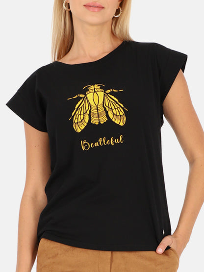 Czarny t-shirt z motywem owada Smashed Lemon 24690
