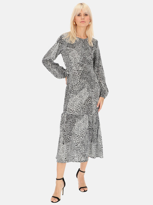 Czarno-biała sukienka midi ze wzorem w panterkę Eye For Fashion Emi