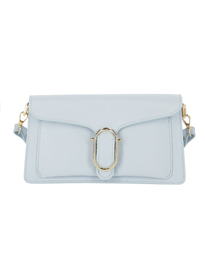 Elegancka torebka damska błękitna crossbody z klapą L’AF
