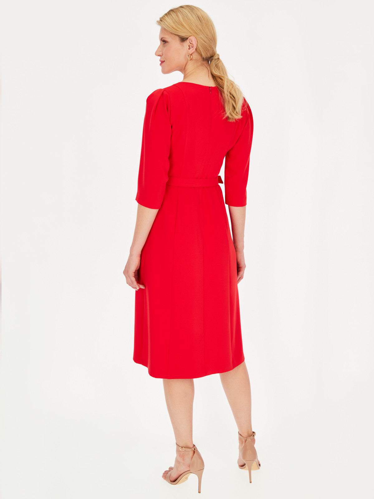 Elegancka czerwona sukienka z paskiem Potis & Verso Taylor