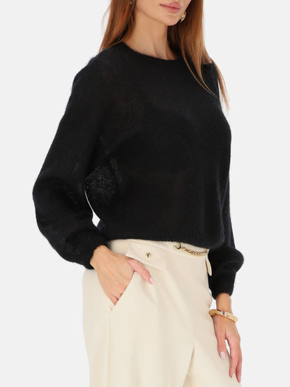 Czarny lekki sweter damski moherowy L’AF Kora