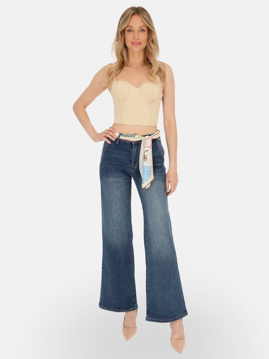 Minimalistyczny beżowy gorset top bustier na co dzień Beata