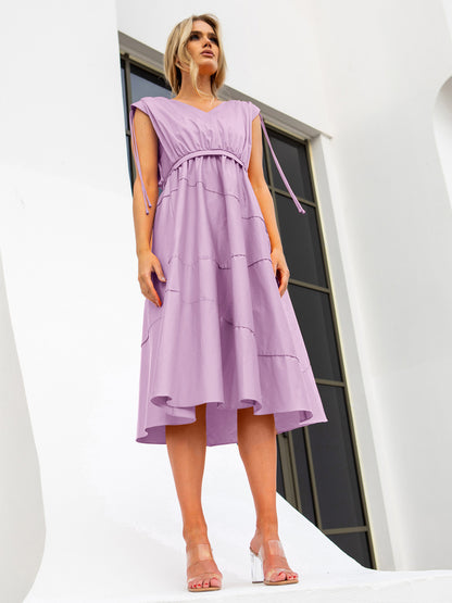 Sukienka midi z bawełny z wiązaniami na ramionach EyeForFashion