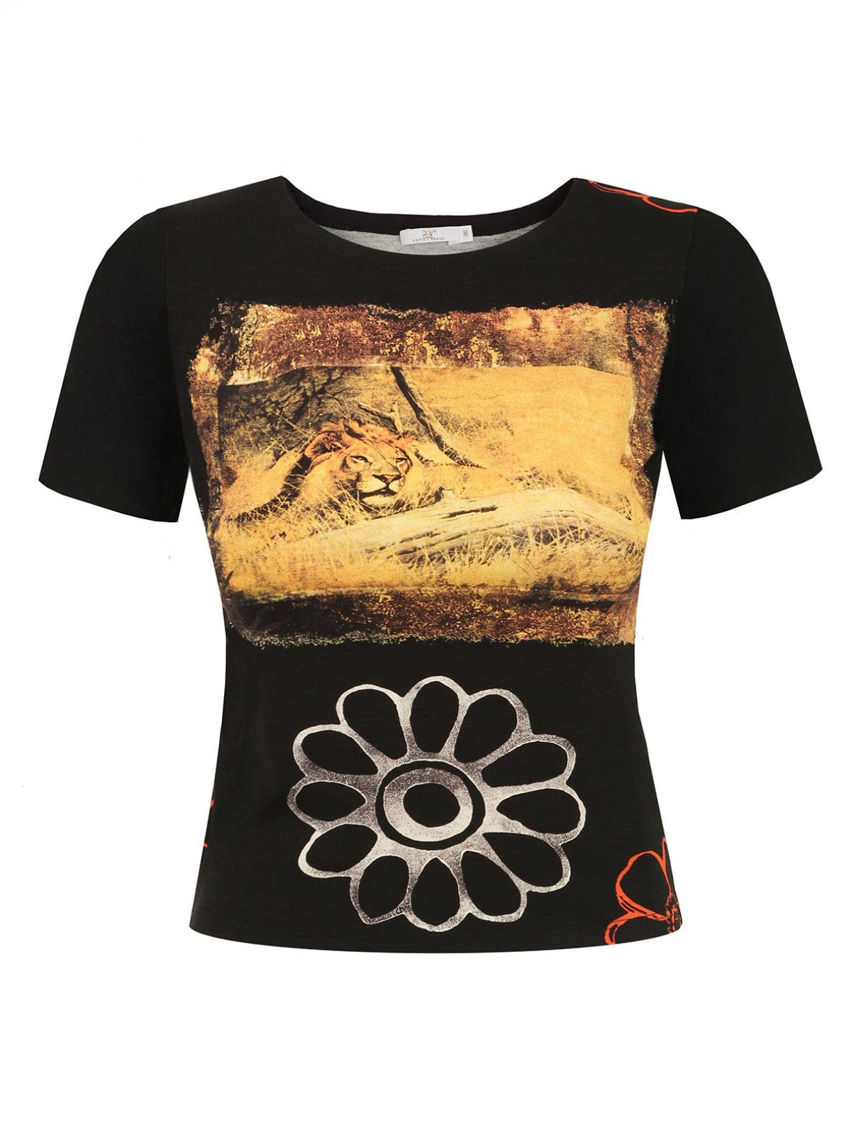 T-shirt z motywem kwiatu i lwa Potis & Verso Noemi