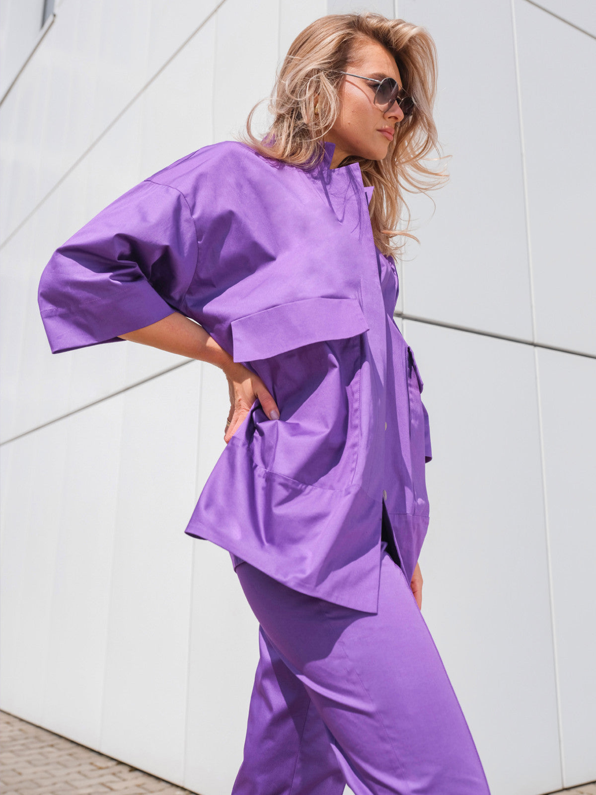 Marynarka oversize fioletowa damska EyeForFashion