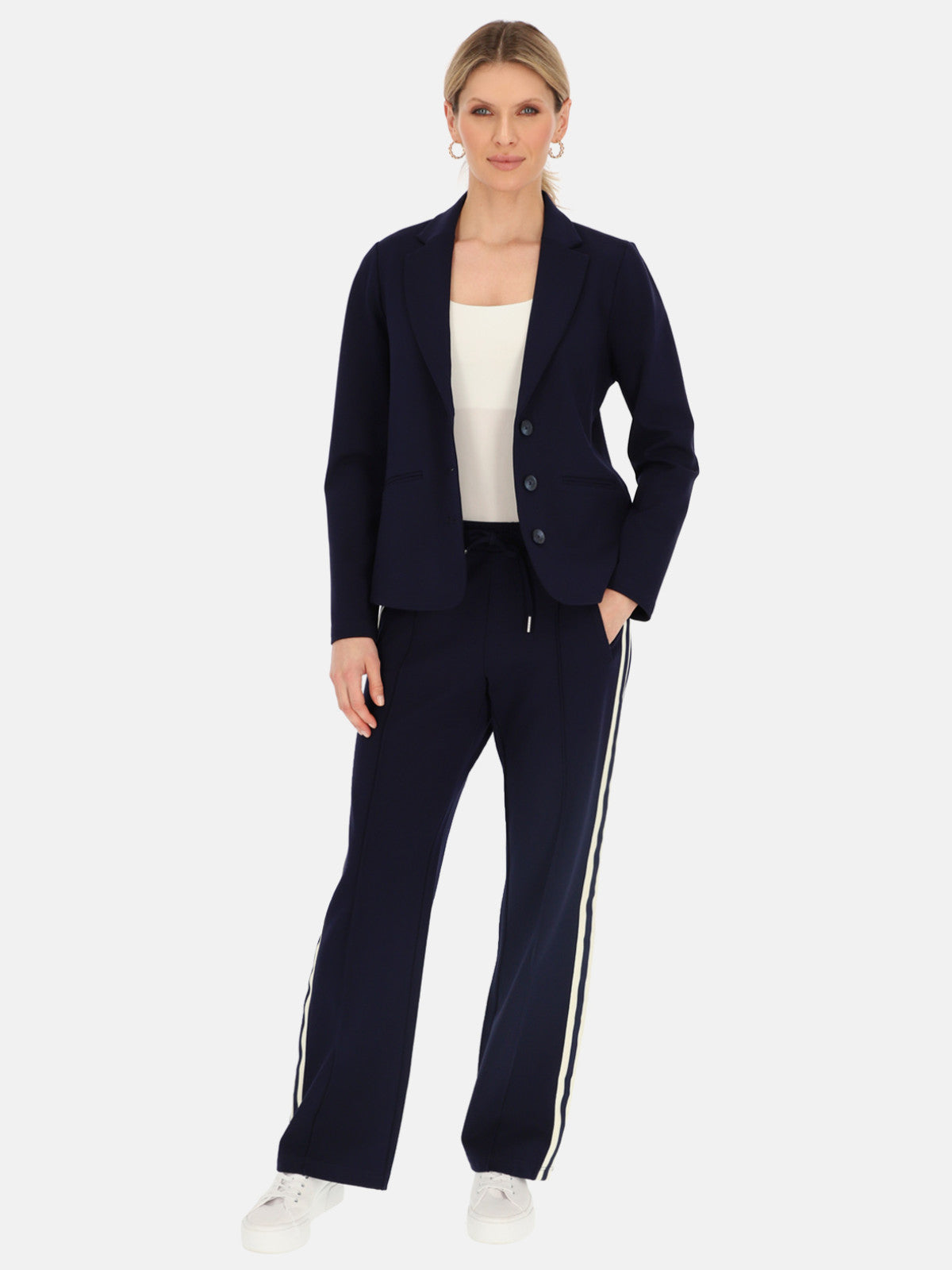 Dzianinowa granatowa marynarka damska Red Button Blazer