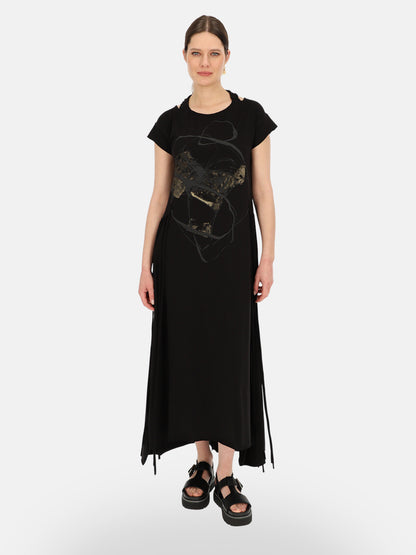 Czarna sukienka maxi z nadrukiem Eye For Fashion