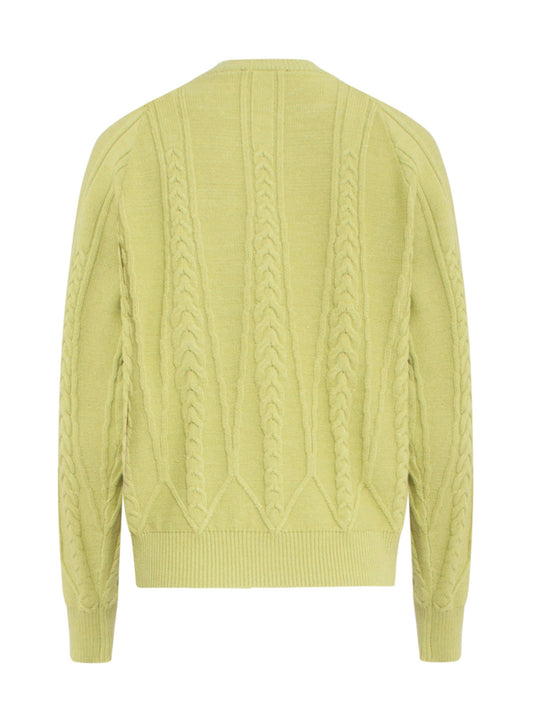 Limonkowy sweter damski ze wzorem plecionki Smashed Lemon 24635