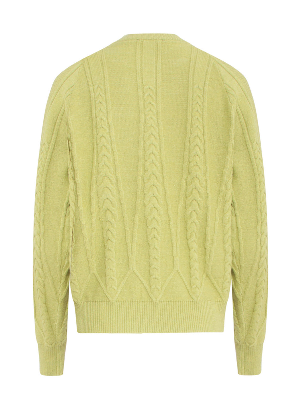Limonkowy sweter damski ze wzorem plecionki Smashed Lemon 24635
