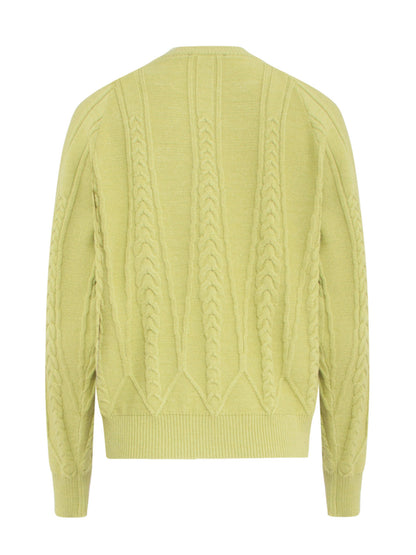 Limonkowy sweter damski ze wzorem plecionki Smashed Lemon 24635