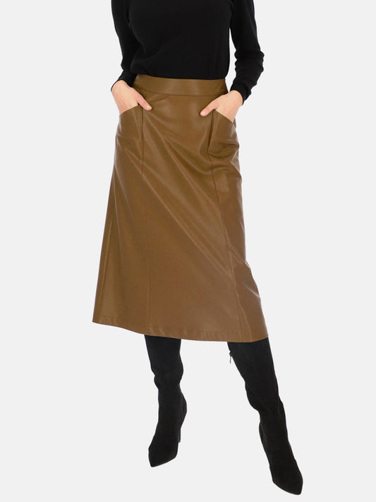 Brązowa trapezowa spódnica z kieszeniami L'AF Bruno