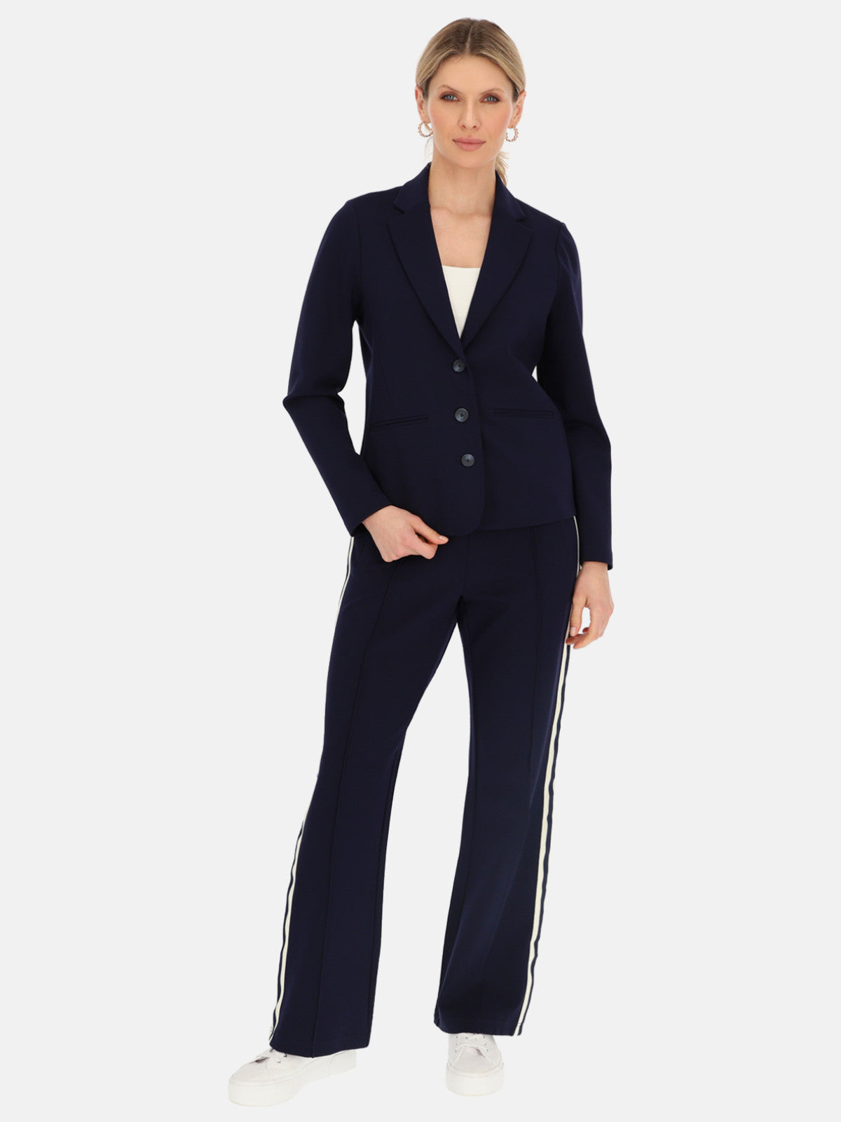 Dzianinowa granatowa marynarka damska Red Button Blazer
