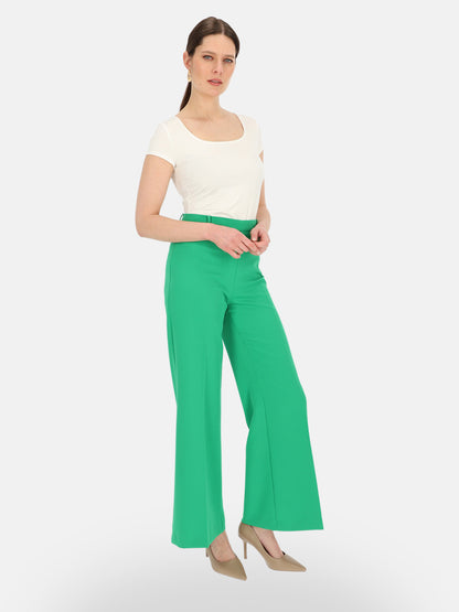 Zielone spodnie typu Wide Leg Eye For Fashion