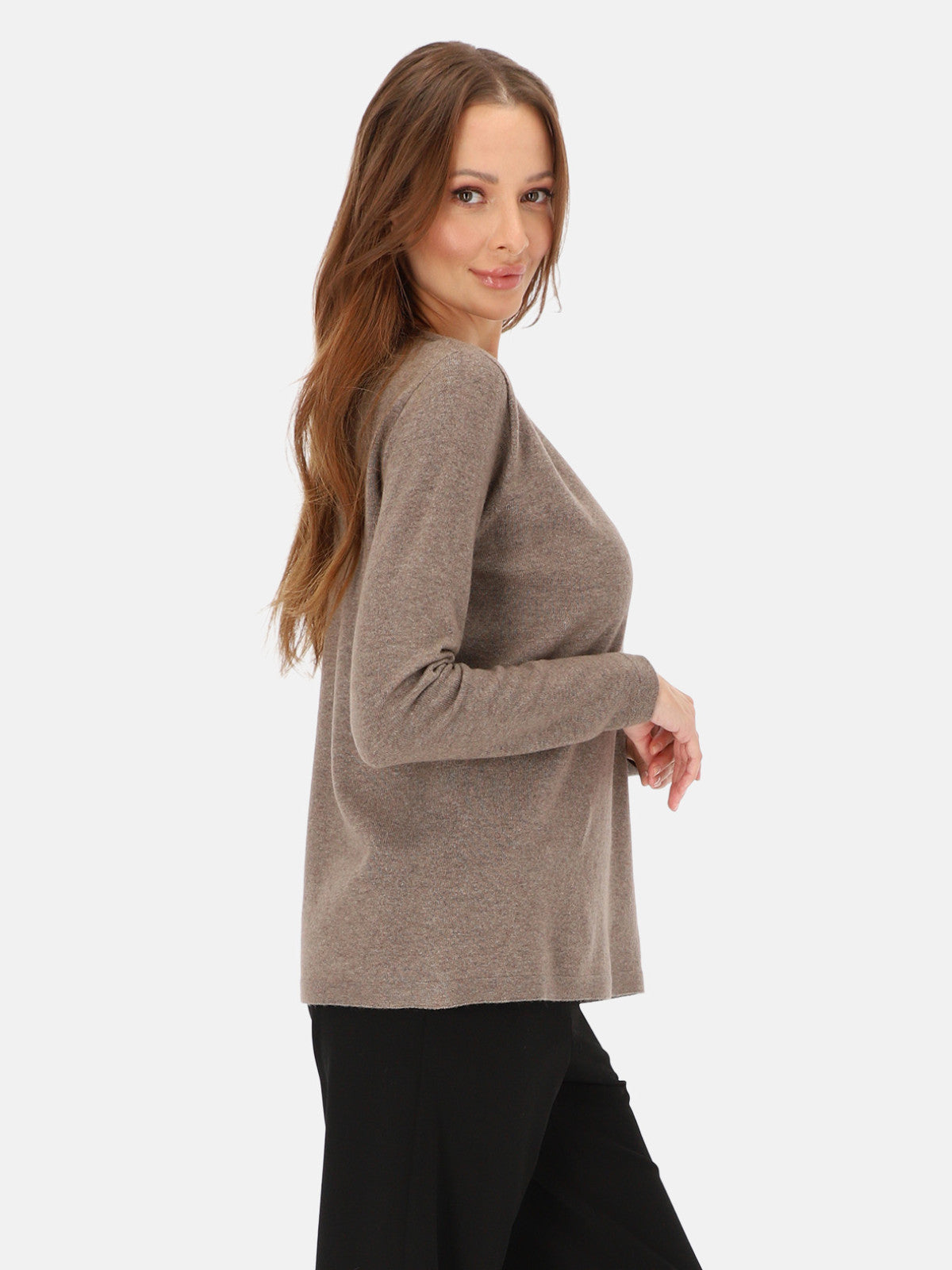 Brązowy sweter z wełną i kaszmirem L’AF Nomi