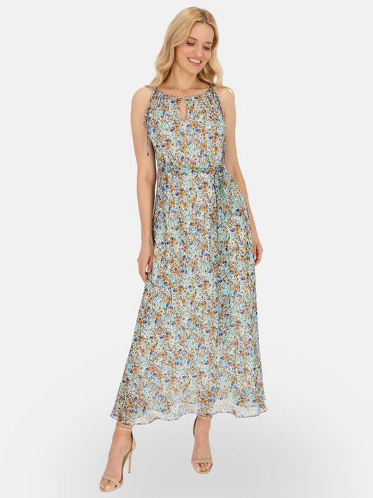 Elegancka sukienka w kwiaty maxi z szarfą L’AF Vega