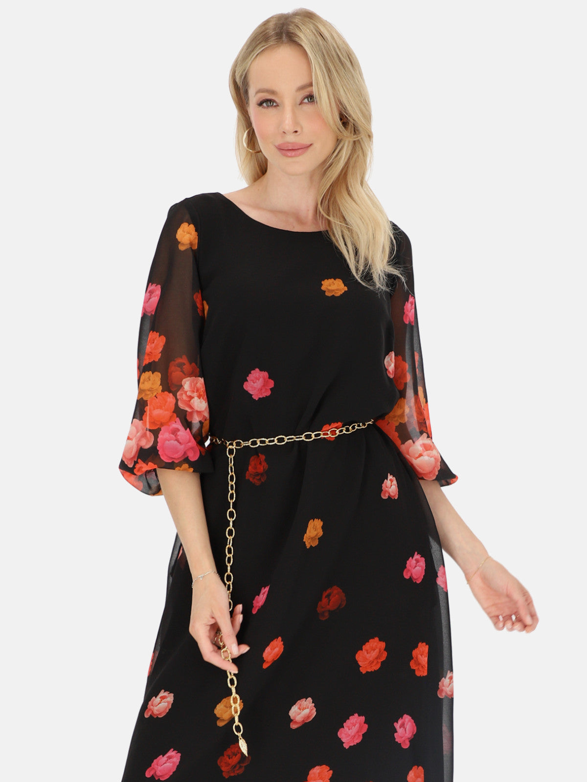 Czarna zwiewna sukienka maxi w kwiaty L'AF Pabla