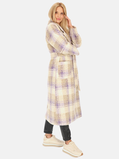Płaszcz damski z tkaniny boucle w kratę Smashed Lemon 24556