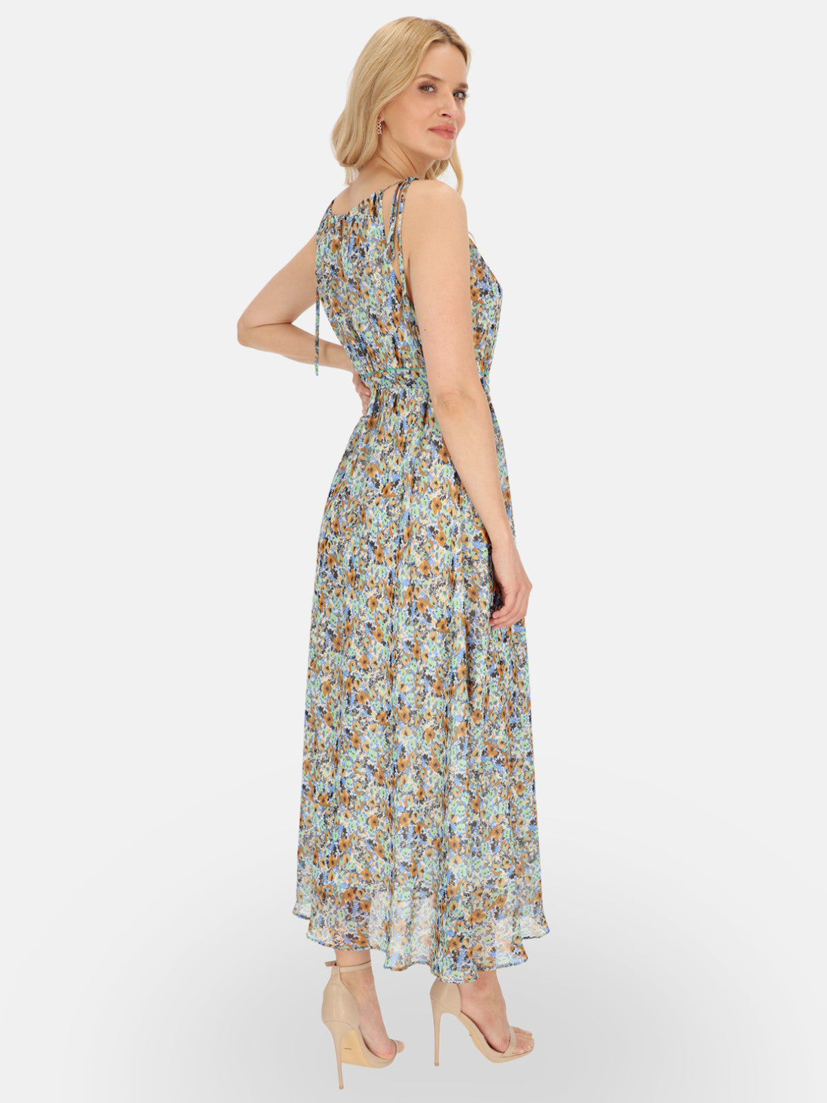 Elegancka sukienka w kwiaty maxi z szarfą L’AF Vega