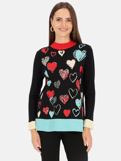 Sweter damski w kolorowe serca Tinta Eira