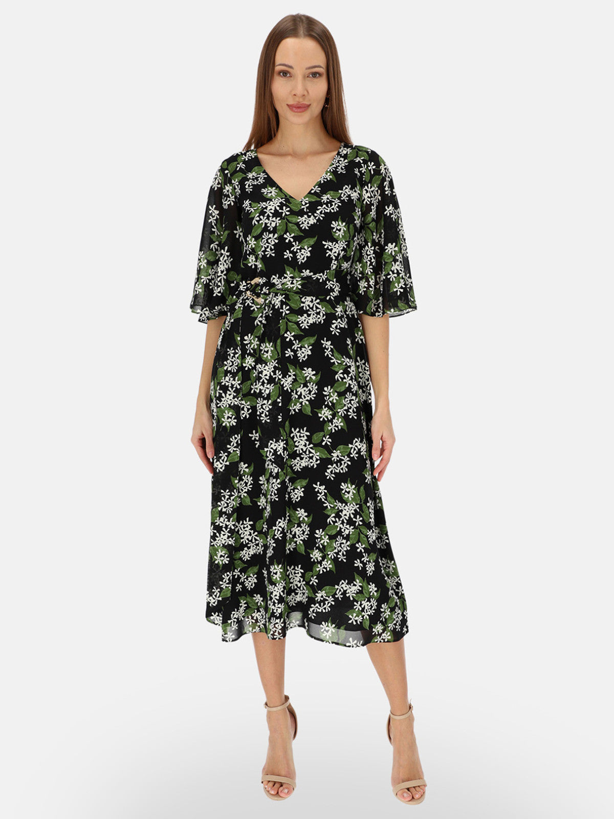 Czarna elegancka sukienka w kwiaty L’AF Jasmin