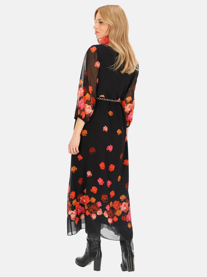Czarna zwiewna sukienka maxi w kwiaty L'AF Pabla
