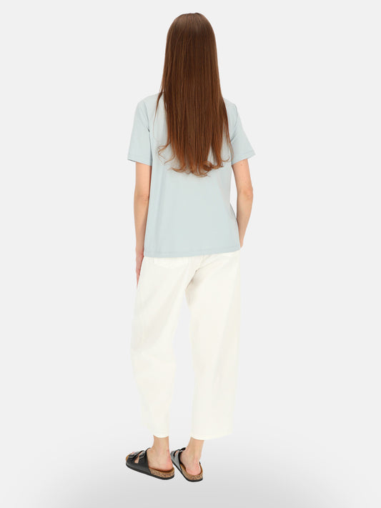 Odświeżający miętowy bawełniany t-shirt damski z nadrukiem Fabiana