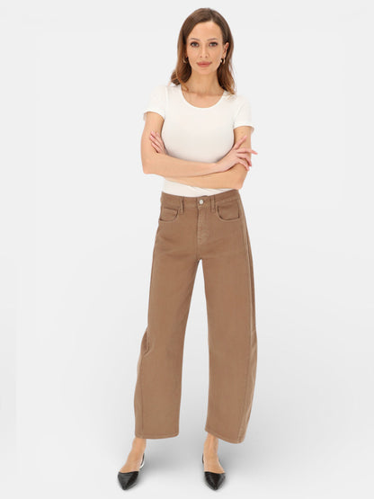 Brązowe jeansy damskie slouchy L’AF Mario