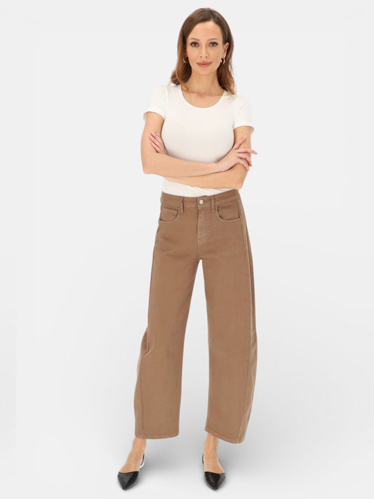 Brązowe jeansy damskie slouchy L’AF Mario