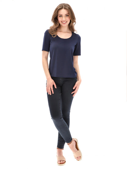 Granatowy t-shirt damski Potis & Verso LORA